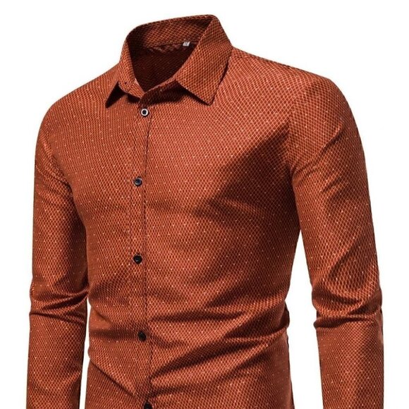 Orange Mens Button Down Shirt - Picture 1 of 7